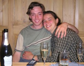 Mark and Hanna with champagne